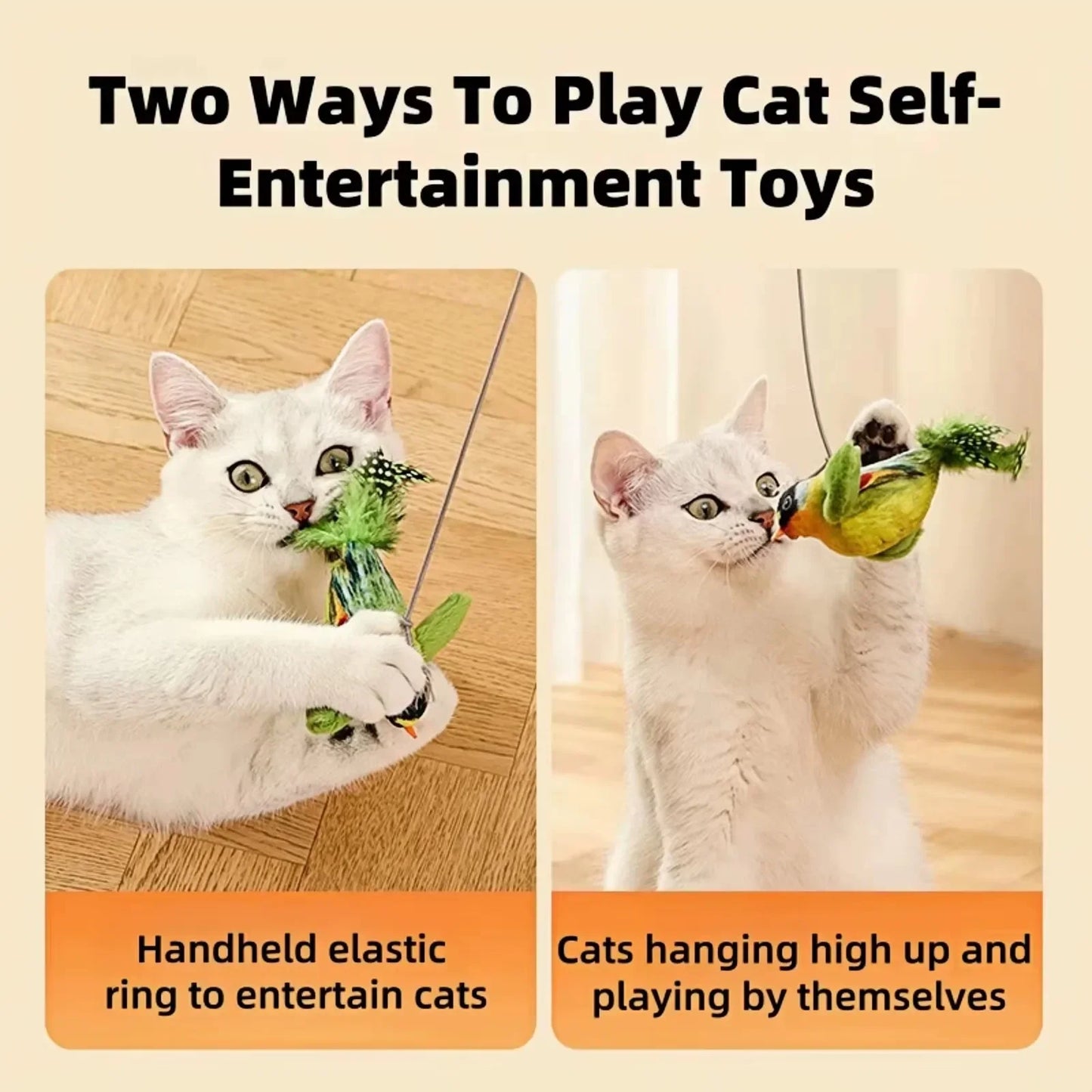 Juguetes para gatos de interior, juguete interactivo para gatos, sonido de pájaro realista, juguete para gatos de peluche