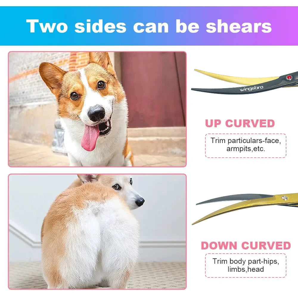 Pet Grooming Scissors 7inch Right and Left Hand Curved Scissors For Dog Grooming