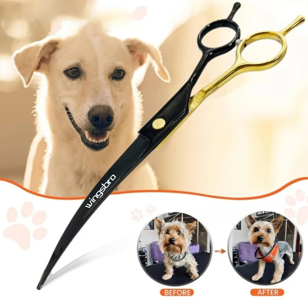 Pet Grooming Scissors 7inch Right and Left Hand Curved Scissors For Dog Grooming