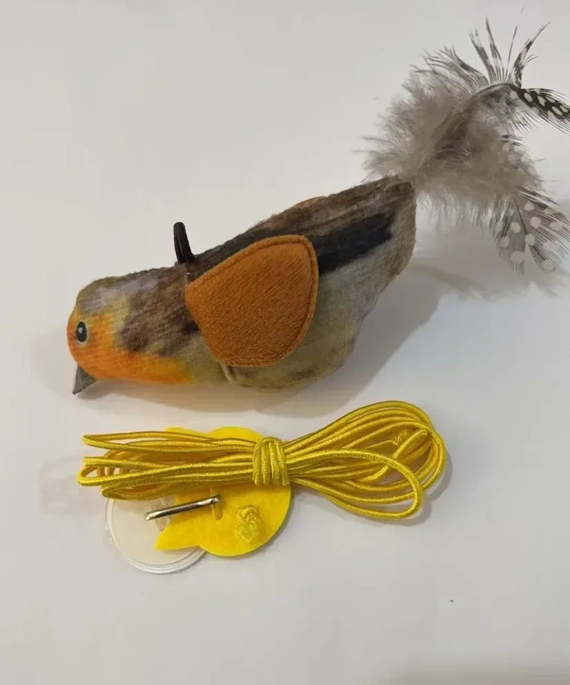 Juguetes para gatos de interior, juguete interactivo para gatos, sonido de pájaro realista, juguete para gatos de peluche