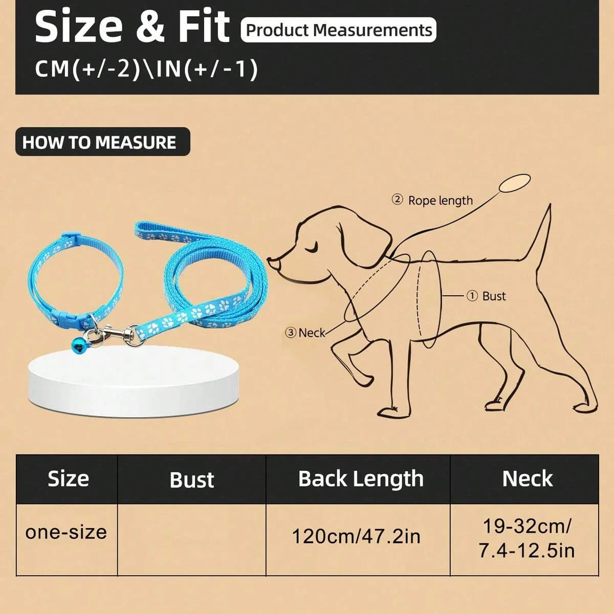 1pc-Cartoon dog leash and collar set, dog leash and collar durable walking pet supplies